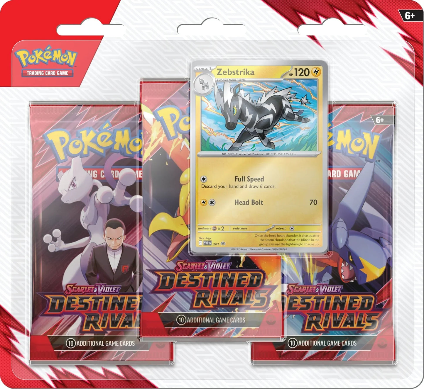 Pokemon TCG: Destined Rivals - 3 Pack Blister - Zebstrika