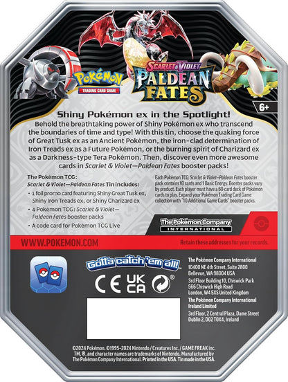 Pokemon TCG: Paldean Fates - 4-Booster Tin - Shiny Charizard